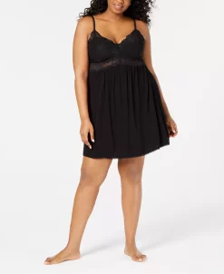 INC International Concepts Plus-Size Lace-Detail Heavenly Soft Nightgown, Created For Macy's