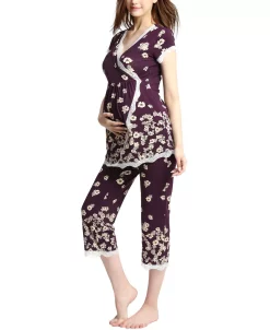 Kimi + Kai Kimi & Kai Addison Maternity Nursing Pajama Set -White Mark Shop 13749830 fpx