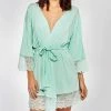 ICollection Elegant Modal Knit Robe Lingerie With Contrast Scalloped Lace