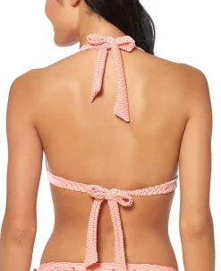 Jessica Simpson Twiggy Stripe Textured Halter Bikini Top -White Mark Shop 15607472 fpx