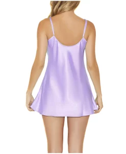 ICollection Ultra Soft Satin Lingerie Chemise With Adjustable Straps -White Mark Shop 15648689 fpx