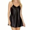 ICollection Ultra Soft Satin Lingerie Chemise With Adjustable Straps