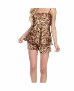 White Mark Satin Cami And Shorts Pajama Set -White Mark Shop 15764193 fpx