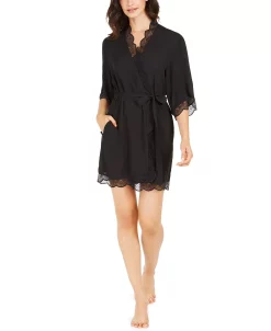 INC International Concepts Lace Trim Short Robe, Created For Macy's 9 INC International Concepts Lace Trim Short Robe, Created For Macy's -White Mark Shop 15911709 fpx