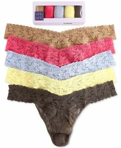 HANKY PANKY Women's Plus Size Signature Lace 5-Pk. Original Rise Thong Underwear