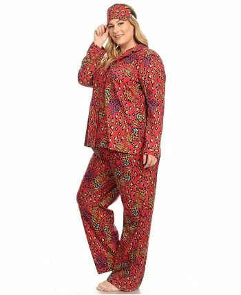 White Mark Plus Size 3-Piece Pajama Set 2 White Mark Plus Size 3-Piece Pajama Set - Image 2