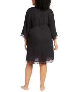 INC International Concepts Plus Size Lace-Trim Chiffon Wrap Robe, Created For Macy's -White Mark Shop 16373159 fpx