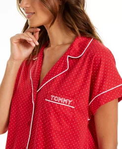 Tommy Hilfiger Printed Shirt And Shorts Pajama Set -White Mark Shop 16384203 fpx