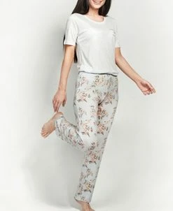 MOOD Pajamas Ultra Soft Floral Short Sleeve Pajama Set -White Mark Shop 17095696 fpx