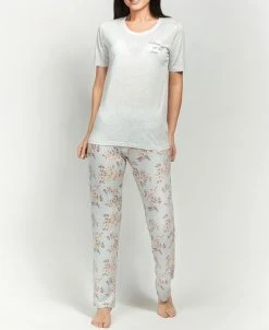 MOOD Pajamas Ultra Soft Floral Short Sleeve Pajama Set