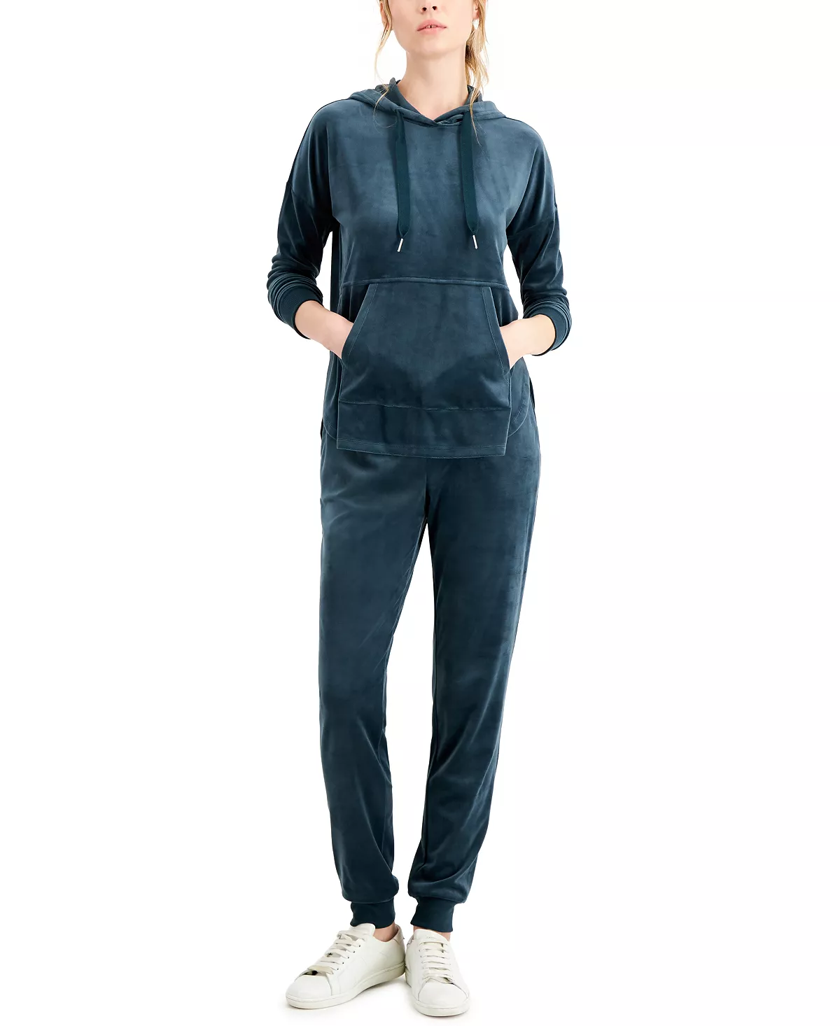 Alfani Velour Hoodie & Pants Pajama Set, Created For Macy's 2 Alfani Velour Hoodie & Pants Pajama Set, Created For Macy's - Image 2