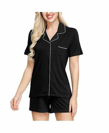 INK+IVY Women's Notch Pajama Top And Short Set 2 INK+IVY Women's Notch Pajama Top And Short Set - Image 2