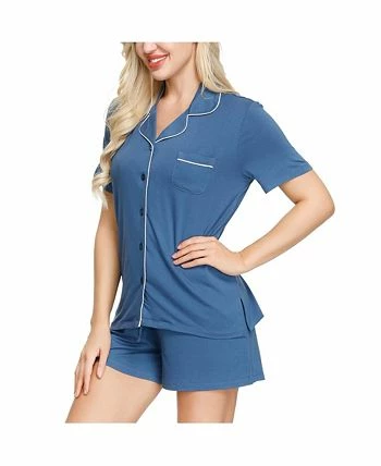 INK+IVY Women's Notch Pajama Top And Short Set 6 INK+IVY Women's Notch Pajama Top And Short Set - Image 6