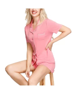 INK+IVY Women's Notch Pajama Top And Short Set 17 INK+IVY Women's Notch Pajama Top And Short Set -White Mark Shop 17809291 fpx