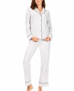 Rae Dunn Women's Sleep Long Sleeve Notch Collar Pajama Set