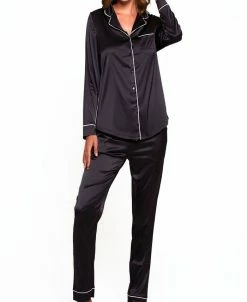ICollection Women's Notch Collar Pajama Pant Set