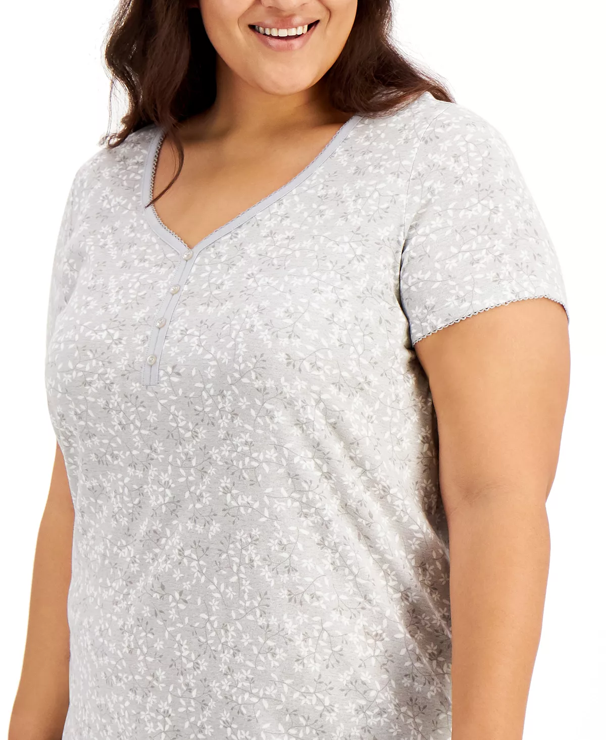 Charter Club The Everyday Cotton Plus Size Sleep Shirt, Created For Macy's 4 Charter Club The Everyday Cotton Plus Size Sleep Shirt, Created For Macy's - Image 4