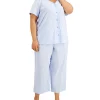 Charter Club The Everyday Cotton Plus Size Capri Pajama Set, Created For Macy's