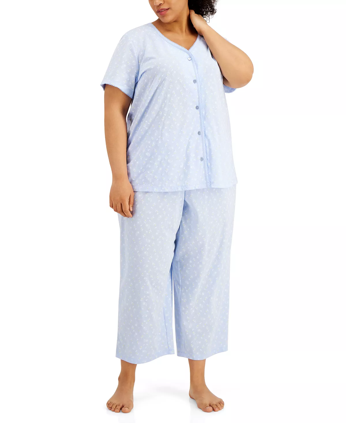 Charter Club The Everyday Cotton Plus Size Capri Pajama Set, Created For Macy's 1 Charter Club The Everyday Cotton Plus Size Capri Pajama Set, Created For Macy's