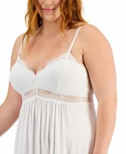 INC International Concepts Plus-Size Lace-Detail Heavenly Soft Chemise, Created For Macy's 5 INC International Concepts Plus-Size Lace-Detail Heavenly Soft Chemise, Created For Macy's -White Mark Shop 18535813 fpx