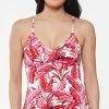 Jessica Simpson Printed Paradiso Palm Crossed-Back Tankini Top