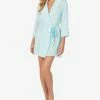 Kate Spade New York Women's 3/4 Short Sleeve Satin Shawl Collar Robe