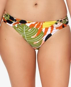 Bar III Tropical-Print Ruched Bikini Bottoms, Created For Macy's