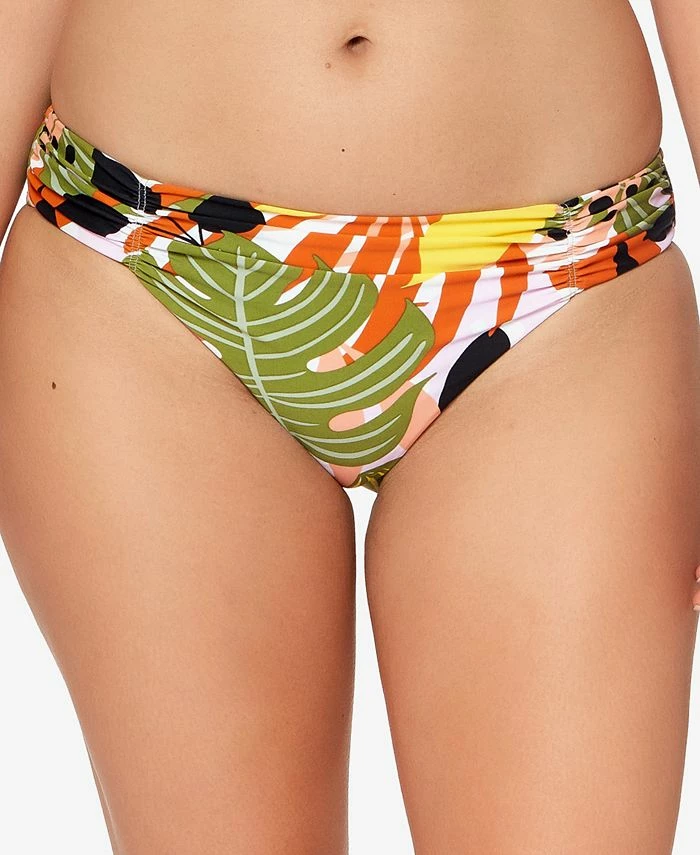 Bar III Tropical-Print Ruched Bikini Bottoms, Created For Macy's 1 Bar III Tropical-Print Ruched Bikini Bottoms, Created For Macy's