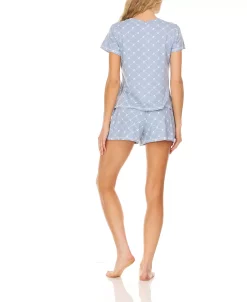 Bearpaw Omen's Logo Print Jersey Short Sleeve V-Neck T-Shirt And Shorts, Pajama Lounge Comfy Sleepwear Set, 2 Piece -White Mark Shop 19137144 fpx