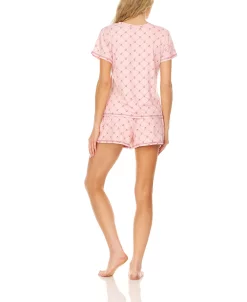 Bearpaw Omen's Logo Print Jersey Short Sleeve V-Neck T-Shirt And Shorts, Pajama Lounge Comfy Sleepwear Set, 2 Piece -White Mark Shop 19137162 fpx