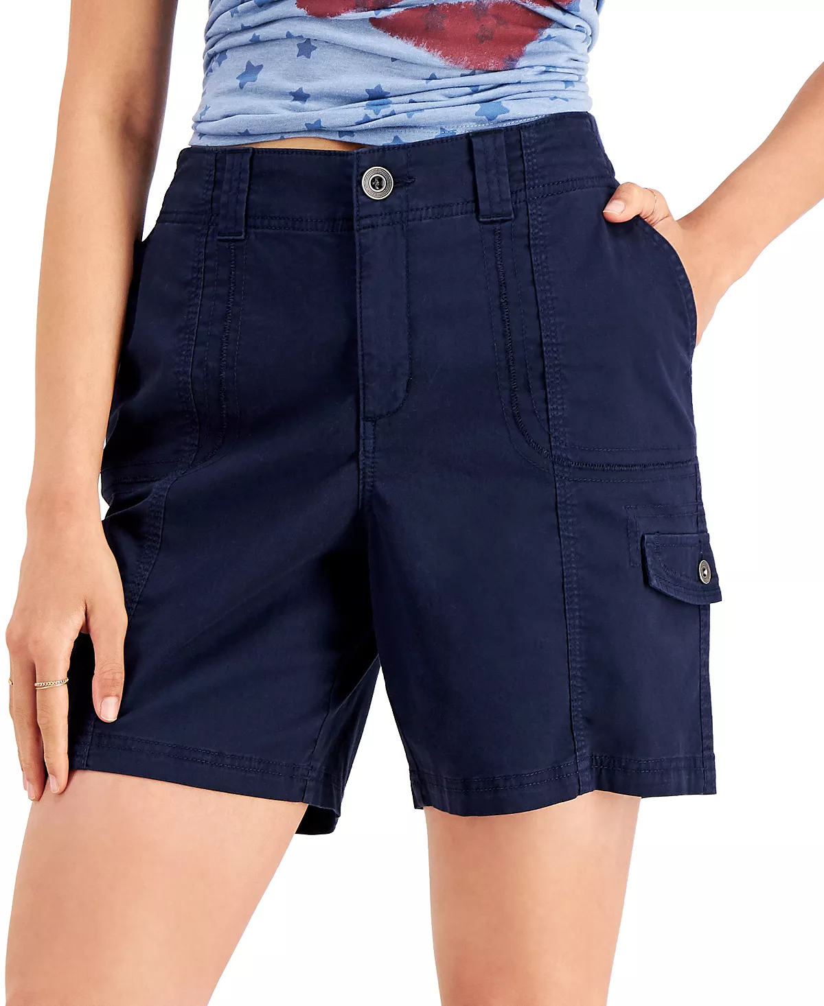 Style & Co Women's Comfort-Waist Cargo Shorts, Created For Macy's 8 Style & Co Women's Comfort-Waist Cargo Shorts, Created For Macy's - Image 8