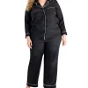 INC International Concepts Plus Size Notch-Collar Pajama Set, Created For Macy's