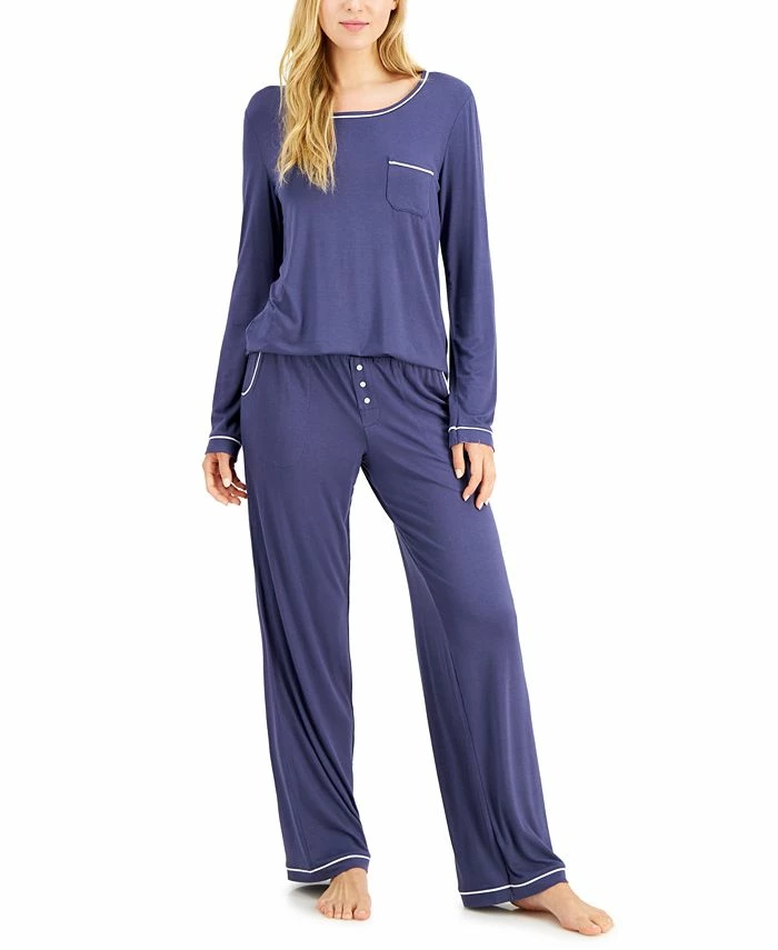 Alfani Knit Pajama Set, Created For Macy's 1 Alfani Knit Pajama Set, Created For Macy's
