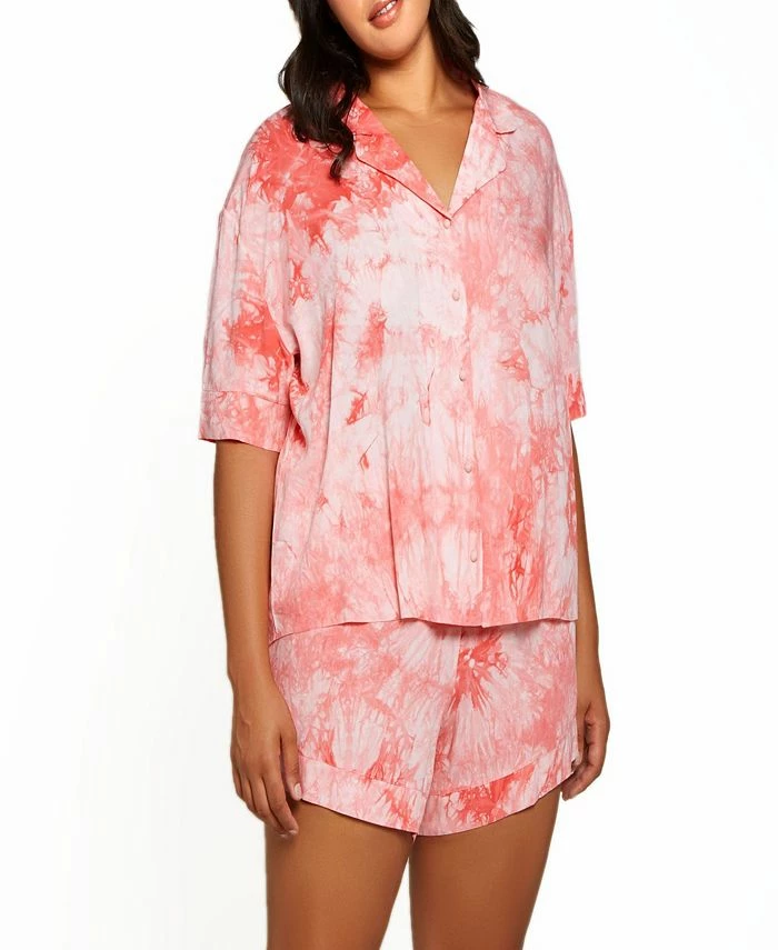 ICollection Plus Size Harlow Tie Dye Pajama Short Set 1 ICollection Plus Size Harlow Tie Dye Pajama Short Set