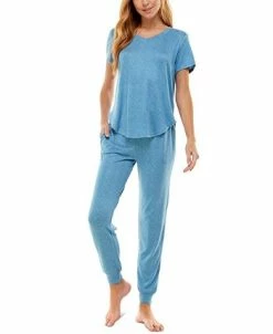 Roudelain V-Neck T-Shirt & Jogger Pants Pajama Set 11 Roudelain V-Neck T-Shirt & Jogger Pants Pajama Set -White Mark Shop 19599287 fpx