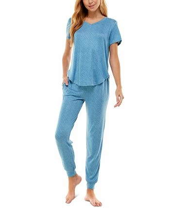 Roudelain V-Neck T-Shirt & Jogger Pants Pajama Set 3 Roudelain V-Neck T-Shirt & Jogger Pants Pajama Set - Image 3