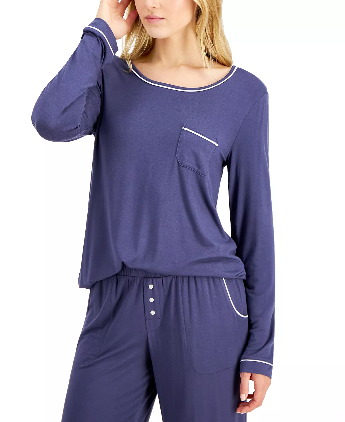 Alfani Knit Pajama Set, Created For Macy's 3 Alfani Knit Pajama Set, Created For Macy's - Image 3