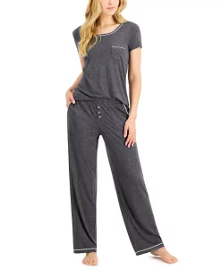 Alfani Women's Ultra-Soft Pajama Set, Created For Macy's 7 Alfani Women's Ultra-Soft Pajama Set, Created For Macy's -White Mark Shop 19642721 fpx