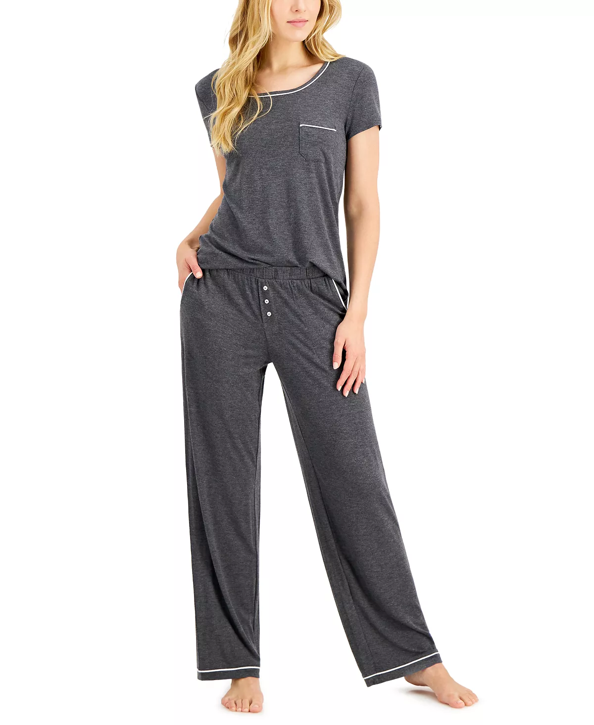 Alfani Women's Ultra-Soft Pajama Set, Created For Macy's 4 Alfani Women's Ultra-Soft Pajama Set, Created For Macy's - Image 4