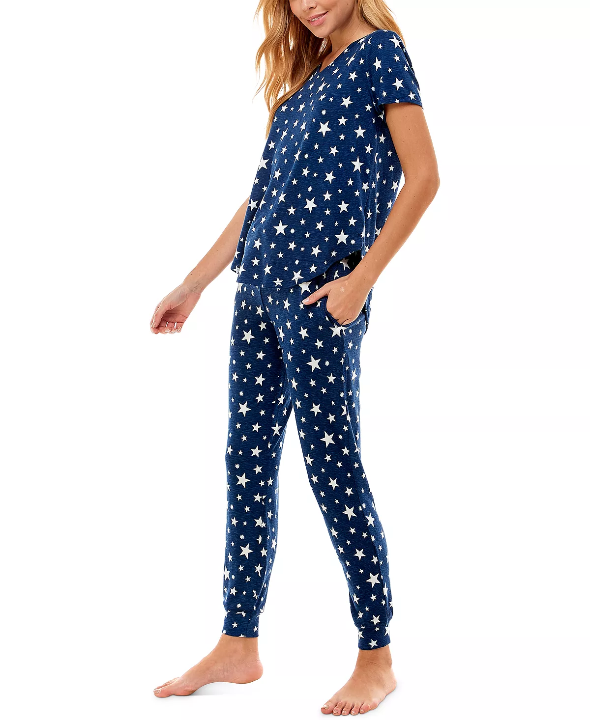 Roudelain V-Neck T-Shirt & Jogger Pants Pajama Set 8 Roudelain V-Neck T-Shirt & Jogger Pants Pajama Set - Image 8