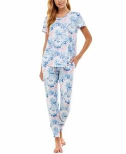 Roudelain Scoop Neck T-Shirt & Jogger Pants Pajama Set 11 Roudelain Scoop Neck T-Shirt & Jogger Pants Pajama Set -White Mark Shop 19652224 fpx