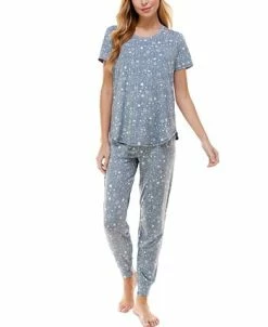 Alternative view of Roudelain Printed Short Sleeve Top & Jogger Pajama Set