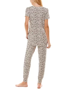 Roudelain Printed Short Sleeve Top & Jogger Pajama Set -White Mark Shop 19996452 fpx