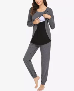 Savi Mom Women's London Long Sleeve Maternity Pajama Set, 2 Piece -White Mark Shop 20077350 fpx