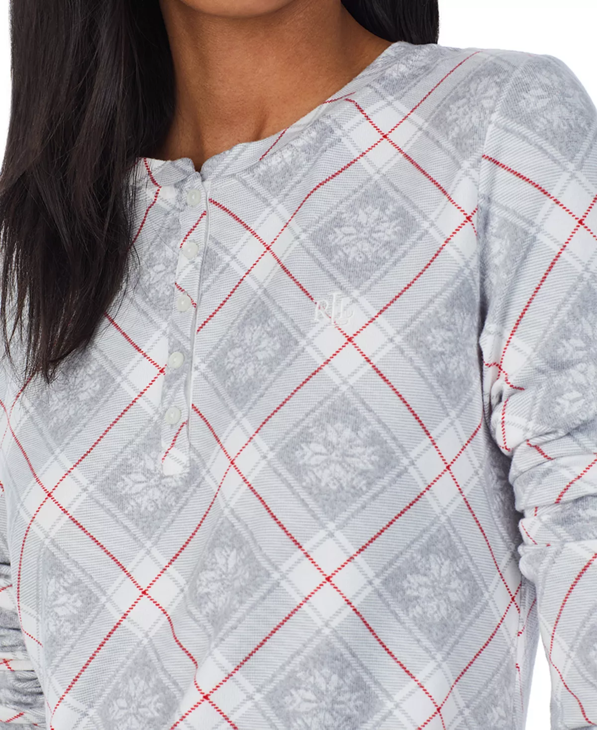 Lauren Ralph Lauren Brushed Knit Henley Pajama Set 3 Lauren Ralph Lauren Brushed Knit Henley Pajama Set - Image 3