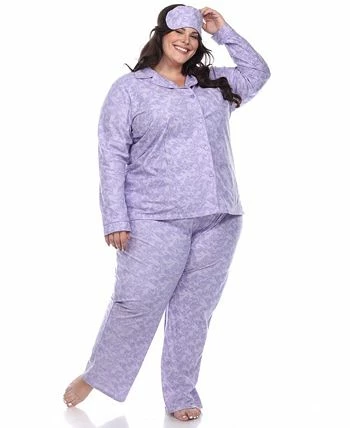 White Mark Plus Size Pajama Set, 3-Piece 2 White Mark Plus Size Pajama Set, 3-Piece - Image 2