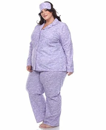 White Mark Plus Size Pajama Set, 3-Piece 3 White Mark Plus Size Pajama Set, 3-Piece - Image 3