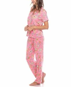 White Mark Omen's Short Sleeve Pants Tropical Pajama Set, 2-Piece -White Mark Shop 20143998 fpx