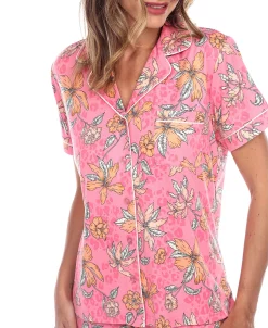 White Mark Omen's Short Sleeve Pants Tropical Pajama Set, 2-Piece -White Mark Shop 20144001 fpx