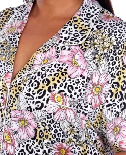 White Mark Plus Size Short Sleeve Pants Tropical Pajama Set, 2-Piece -White Mark Shop 20144030 fpx